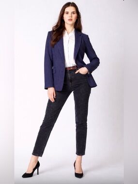 NWOT | Weekend Los Angeles blue/pinstripe blazer Size LP